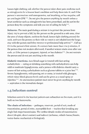 Page 13 of the ARRT Radiography Study Guide — 2026 Edition PDF — Chapter 1 — Patient Care: loosen tight clothing; ask whether the person takes chest pain medicine such as nitroglycerin for a known heart condition and help them take it; and if the…
