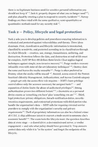 Page 56 of the CPP Study Guide — 2026 Edition PDF — Chapter 6 — Information Security: there is no legitimate business need for sensitive personal information you should not keep it[31]; lock it; properly dispose of what you no longer need[31];…