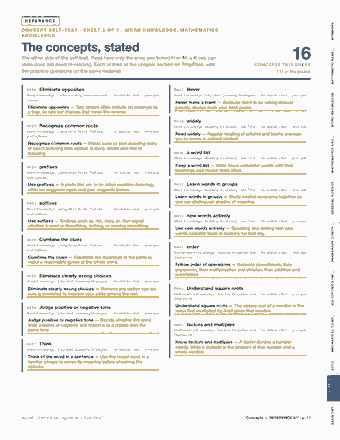 Page 17 of the ASVAB — Cram Sheet (2026) PDF: REFERENCE NUMBERS C O N C E P T S E L F - T E S T · S H E E T 2 O F 7 · W O R D K N O W L E D G E , M AT H E M AT I C S KNOWLEDGE The concepts, stated 16…