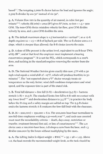 Page 18 of the ASP Study Guide — 2026 Edition PDF — Chapter 1. Mathematical Calculations (10%): based[4]. The tempting 2,000-lb choice halves the load and ignores the angle; 2,309 lb divides by cos 30° instead of sin 30°. 3. A. Volume flow rate is the…