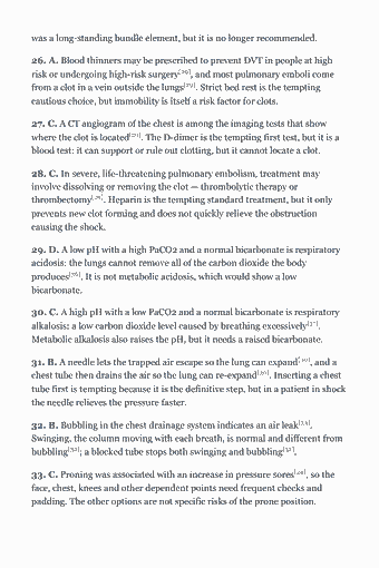 Page 111 of the CCRN (Adult) Study Guide — 2026 Edition PDF — Section 6 — Professional Caring & Ethical Practice (questions 121–150): was a long-standing bundle element, but it is no longer recommended. 26. A. Blood thinners may be prescribed to prevent DVT in people at high risk or…