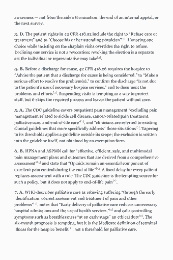 Page 126 of the CHPN Study Guide — 2026 Edition PDF — Section 5: Practice Issues (28 questions): awareness — not from the aide’s termination, the end of an internal appeal, or the next survey. 3. D. The patient rights in 42 CFR 418.52 include the right to…