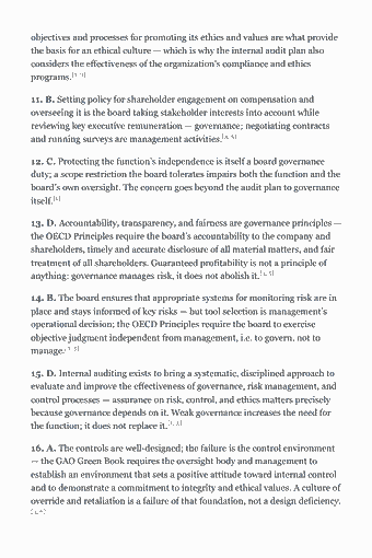 Page 51 of the CIA Part 1 Study Guide — 2026 Edition PDF — Chapter 4: Governance, Risk Management, and Control I — Corporate Governance: objectives and processes for promoting its ethics and values are what provide the basis for an ethical culture — which is why the internal audit plan also…