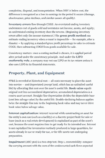 Page 39 of the CPA FAR Study Guide — 2026 Edition PDF — Chapter 3 — Area II-A–D: Cash, Receivables, Inventory, and PP&E: completion, disposal, and transportation. When NRV is below cost, the difference is recognized as a loss in earnings in the period it occurs (damage,…