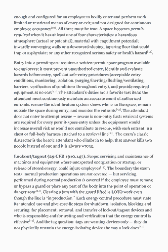 Page 10 of the CSP Study Guide — 2026 Edition PDF — Chapter 1 — Advanced Application of Safety Principles: enough and configured for an employee to bodily enter and perform work; limited or restricted means of entry or exit; and not designed for continuous employee…