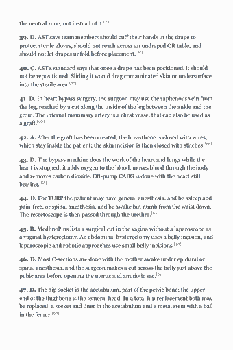 Page 107 of the CST Study Guide — 2026 Edition PDF — Section 2 — answer key & explanations: the neutral zone, not instead of it.[22] 39. D. AST says team members should cuff their hands in the drape to protect sterile gloves, should not reach across…