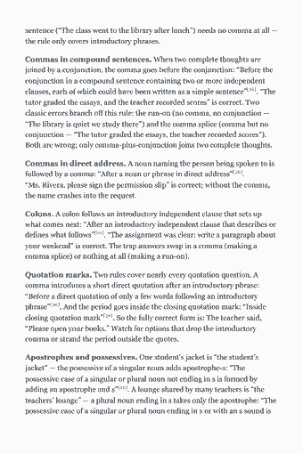 Page 68 of the ParaPro Assessment Study Guide — 2026 Edition PDF — Chapter 3 — Writing: sentence (“The class went to the library after lunch”) needs no comma at all — the rule only covers introductory phrases. Commas in compound sentences. When…