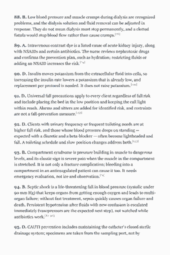 Page 168 of the PCCN Study Guide — 2026 Edition PDF — Chapter 12 — Collaboration, Systems Thinking, and Clinical Inquiry: 88. B. Low blood pressure and muscle cramps during dialysis are recognized problems, and the dialysis solution and fluid removal can be adjusted in response.…