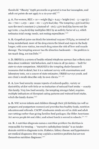 Page 45 of the RD Exam Study Guide — 2026 Edition PDF — Chapter 2 · Domain II, Part 1 — Screening, Assessment and Diagnosis: threshold. “Obesity” (95th percentile or greater) is true but incomplete, and adult cut points do not apply to a 12-year-old.[26] 5. A. For women, REE = 10 ×…