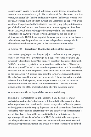 Page 307 of the Mississippi Real Estate Broker Exam Study Guide (2026) PDF — Section 89-1-503(1) closes with the remedy: if any disclosure, or any: subsection (3) says in terms that individuals whose licenses are on inactive status are not required to carry it. The requirement therefore turns on active…