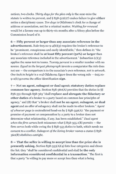 Page 305 of the Oklahoma Real Estate Broker Exam Study Guide (2026) PDF — Part II — Oklahoma State Law & Practice: notices, two clocks. Thirty days for the plea only is the near-miss the statute is written to prevent, and § 858-312(27) makes failure to give either notice a…