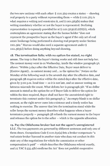 Page 308 of the Texas Real Estate Broker Exam Study Guide (2026) PDF — SECTION 11: the commission may act where a license holder “fails to enter: the two new sections with each other: § 1101.562 creates a status — showing real property to a party without representing them — while § 1101.563 is what…