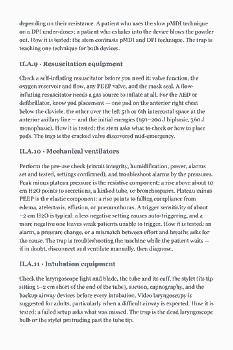 Page 41 of the TMC Study Guide — 2026 Edition PDF — Chapter 2 · Troubleshooting and Quality Control of Devices, and Infection Control (Domain II): depending on their resistance. A patient who uses the slow pMDI technique on a DPI under-doses; a patient who exhales into the device blows the powder out. How…