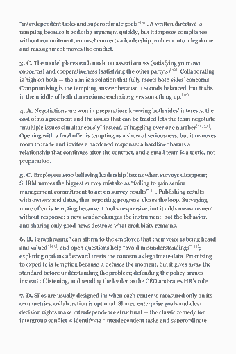 Página 39 del PDF de SHRM-SCP Study Guide — 2026 Edition — Chapter 2 — Interpersonal: “interdependent tasks and superordinate goals”[31]. A written directive is tempting because it ends the argument quickly, but it imposes compliance without…