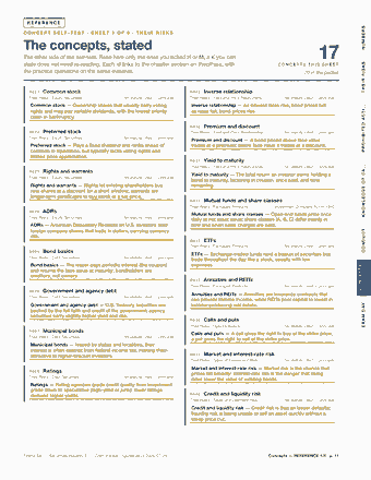 Page 11 of the FINRA SIE — Cram Sheet (2026) PDF: REFERENCE NUMBERS CONCEPT SELF-TEST · SHEET 1 OF 5 · THEIR RISKS The concepts, stated The other side of the self-test. Read here only the ones you ticked H or…