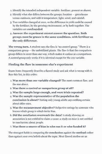 Page 471 of the ATI TEAS 7 Exam — Complete Study Guide (2026) PDF — Part X — States of matter and physical properties: 1. Identify the intended independent variable: fertilizer, present or absent. 2. Identify what else differs between the groups: location — greenhouse versus…
