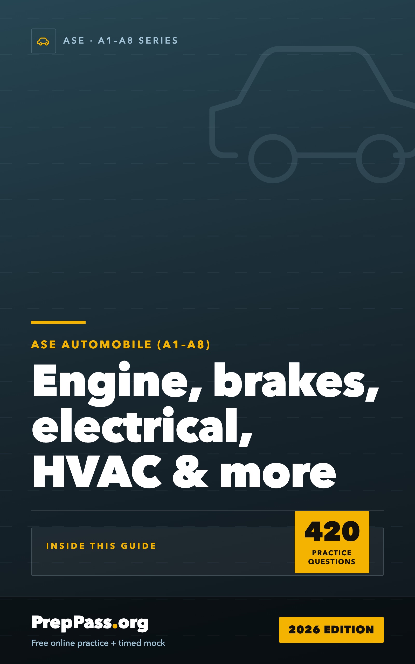 ASE Automobile Certification (A1–A8) — Complete Study Guide (2026) cover