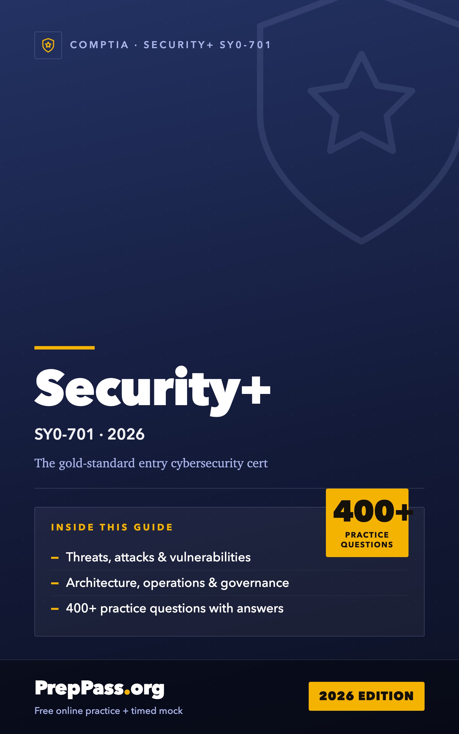CompTIA Security+ (SY0-701) — Complete Study Guide (2026) cover