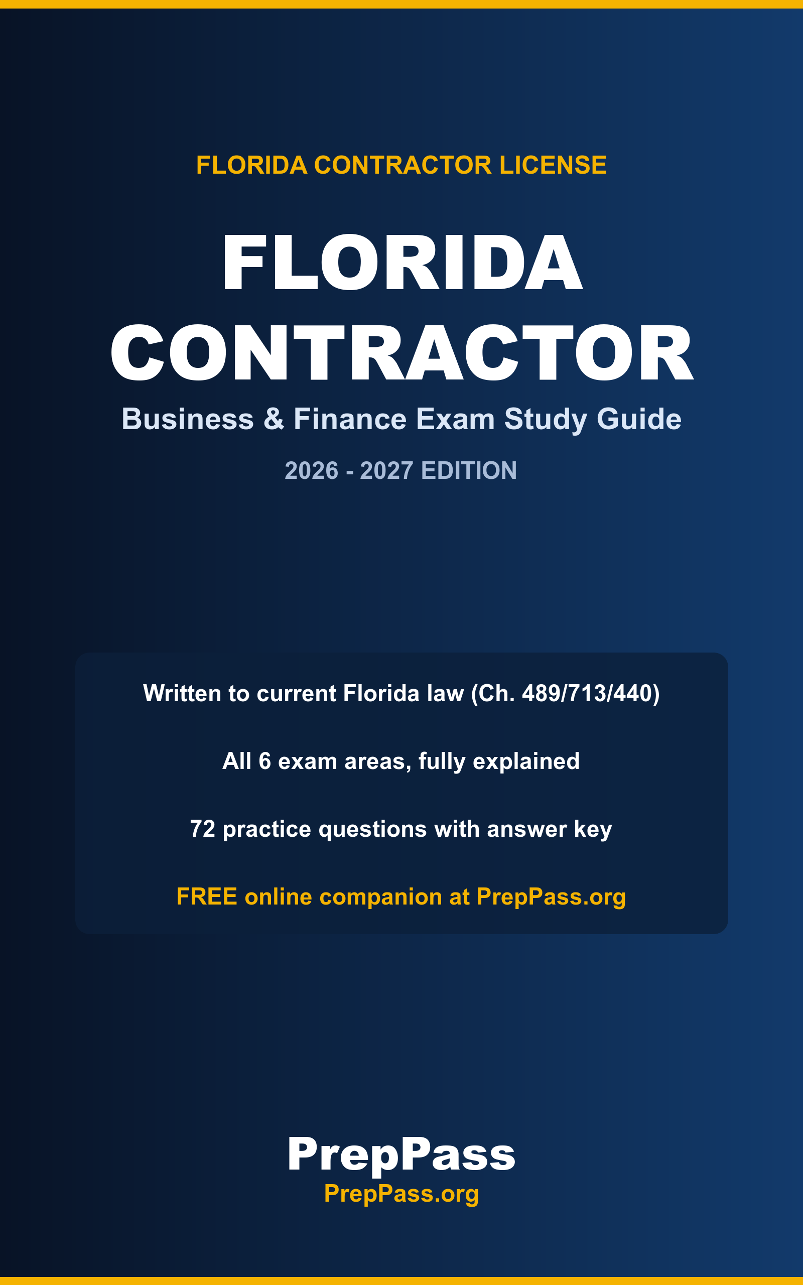 Florida Contractor Business & Finance — Complete Study Guide (2026) cover