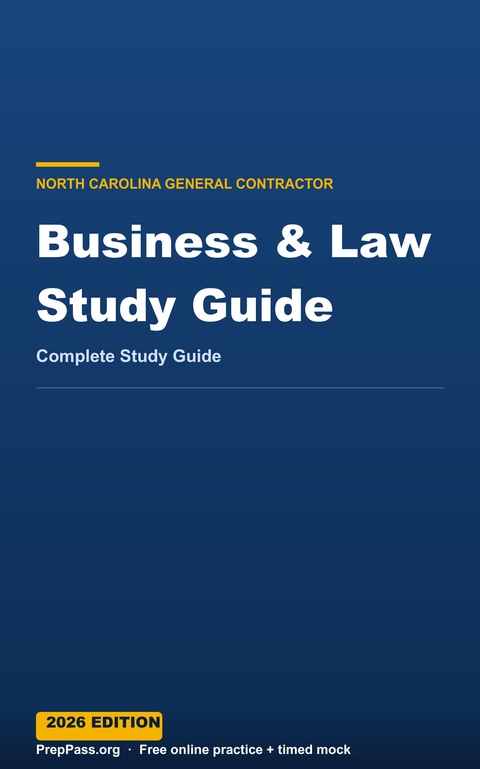 North Carolina General Contractor Business & Law — Complete Study Guide (2026) cover