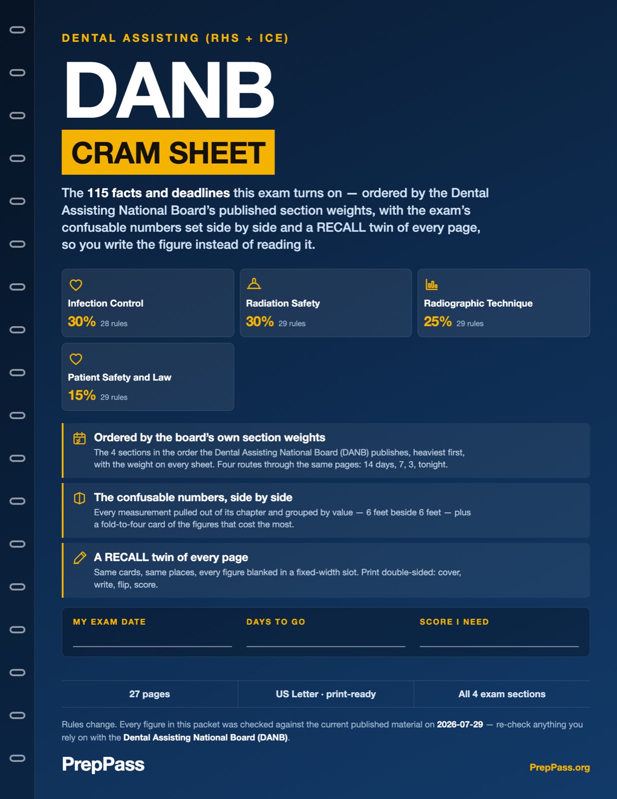 Dental Assisting — Cram Sheet (2026) cover