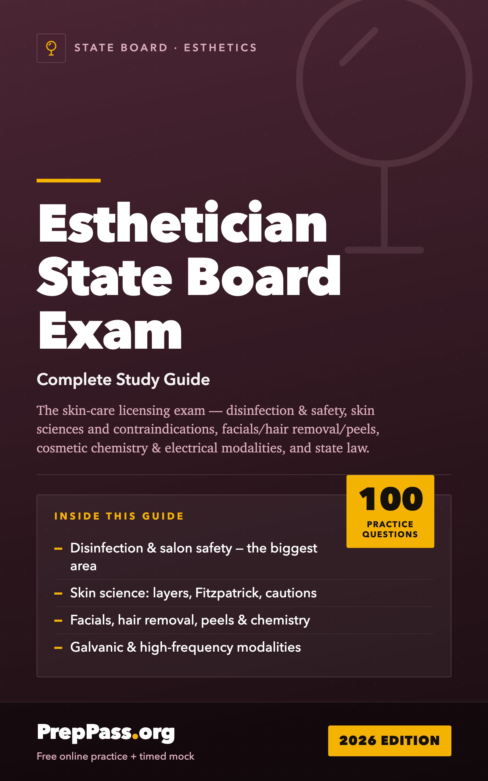 Esthetician State Board Exam — Complete Study Guide (2026) cover