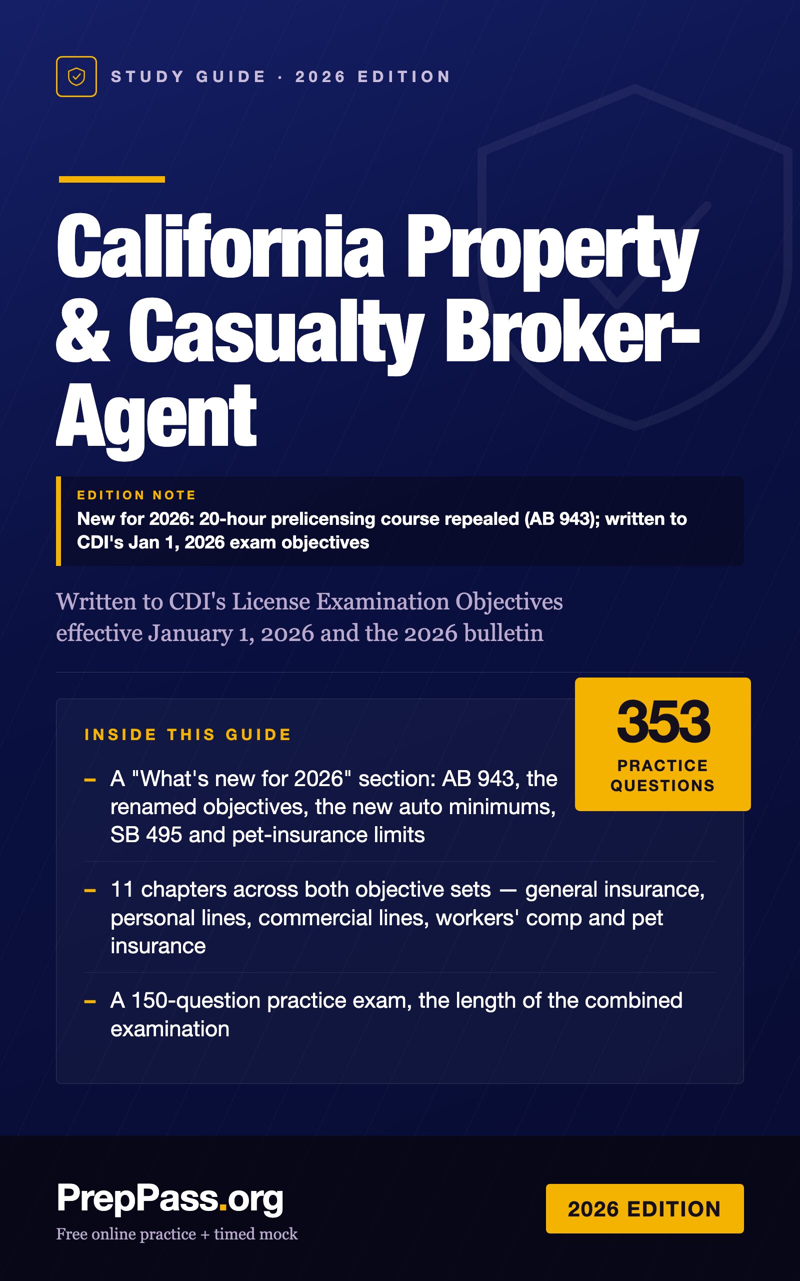 California Property & Casualty Broker-Agent Study Guide — 2026 Edition cover