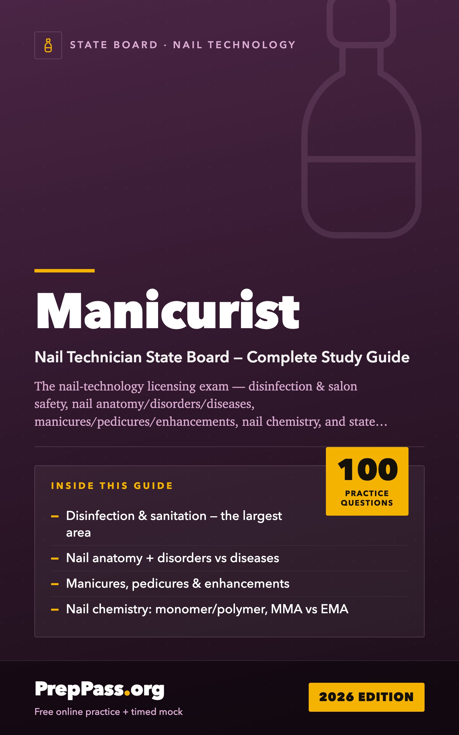 Manicurist / Nail Technician State Board Exam — Complete Study Guide (2026) cover