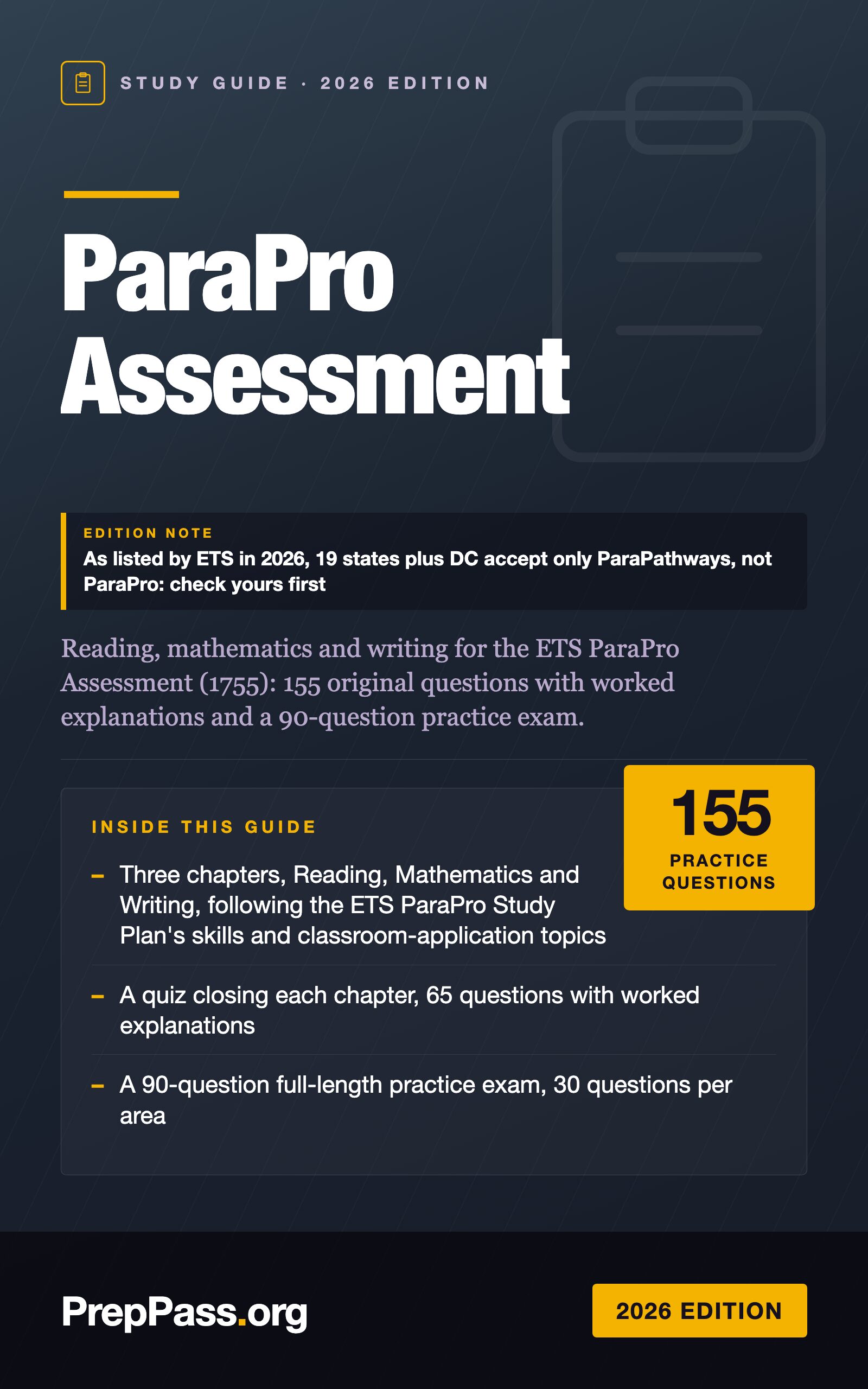 ParaPro Assessment Study Guide — 2026 Edition cover
