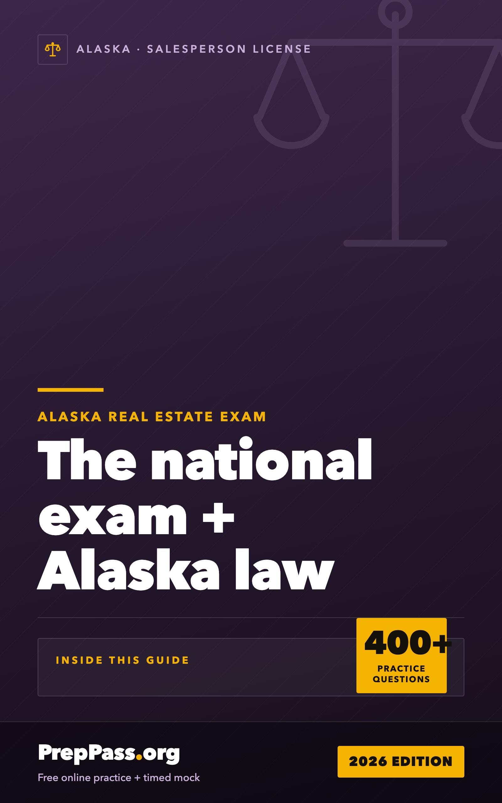 Alaska Real Estate Salesperson Exam — Complete Study Guide (2026) cover