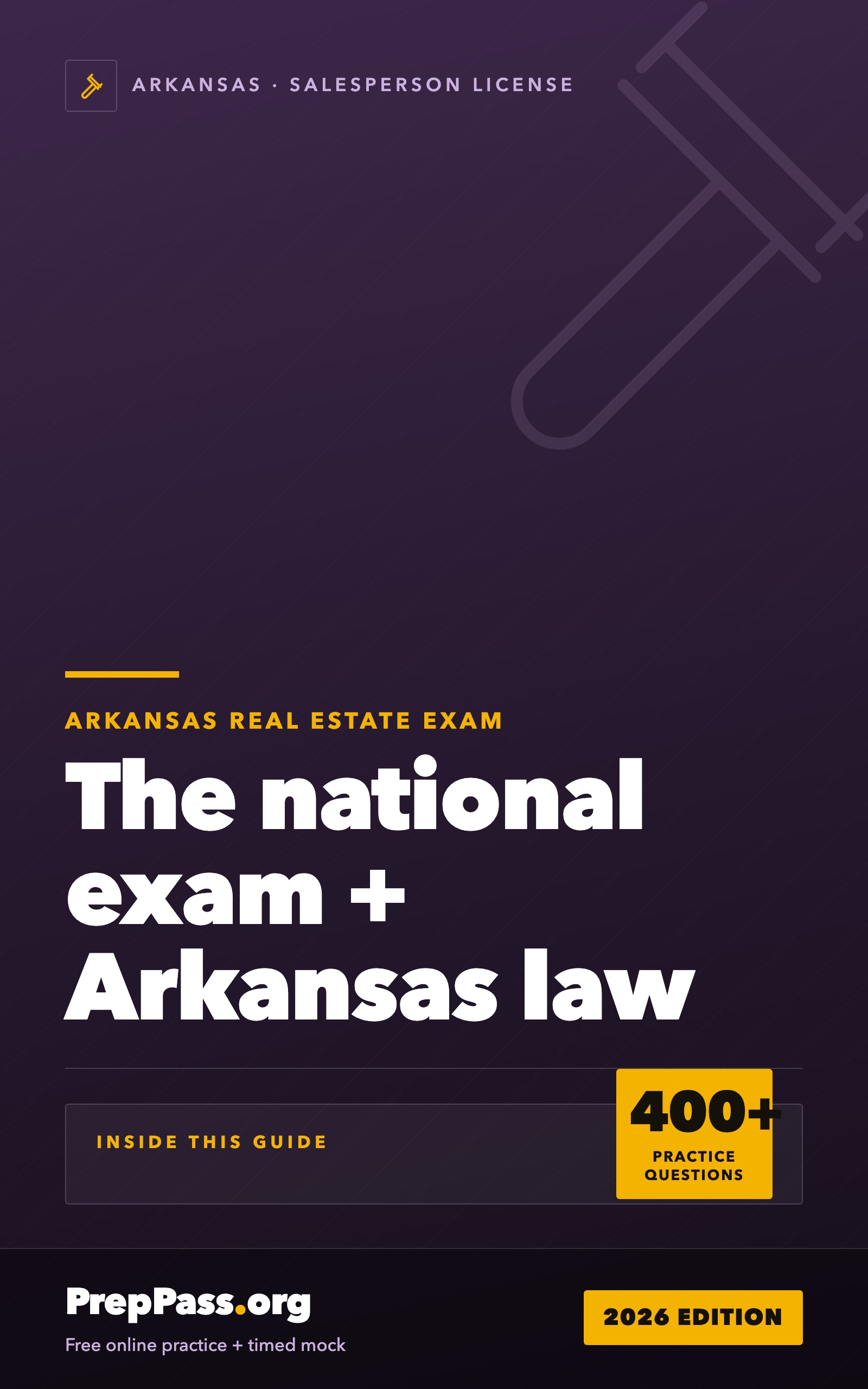 Arkansas Real Estate Salesperson Exam — Complete Study Guide (2026) cover