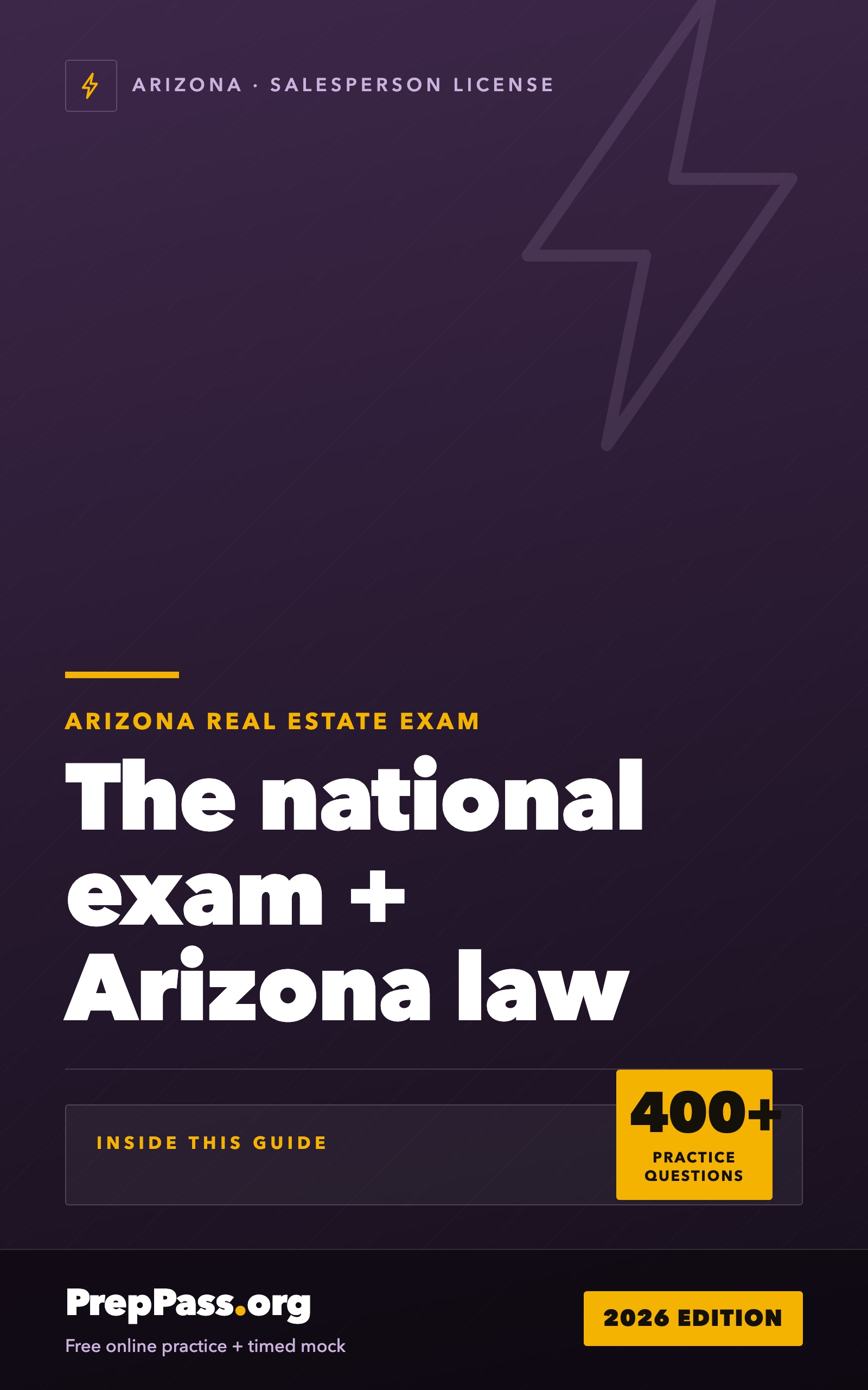 Arizona Real Estate Salesperson Exam — Complete Study Guide (2026) cover