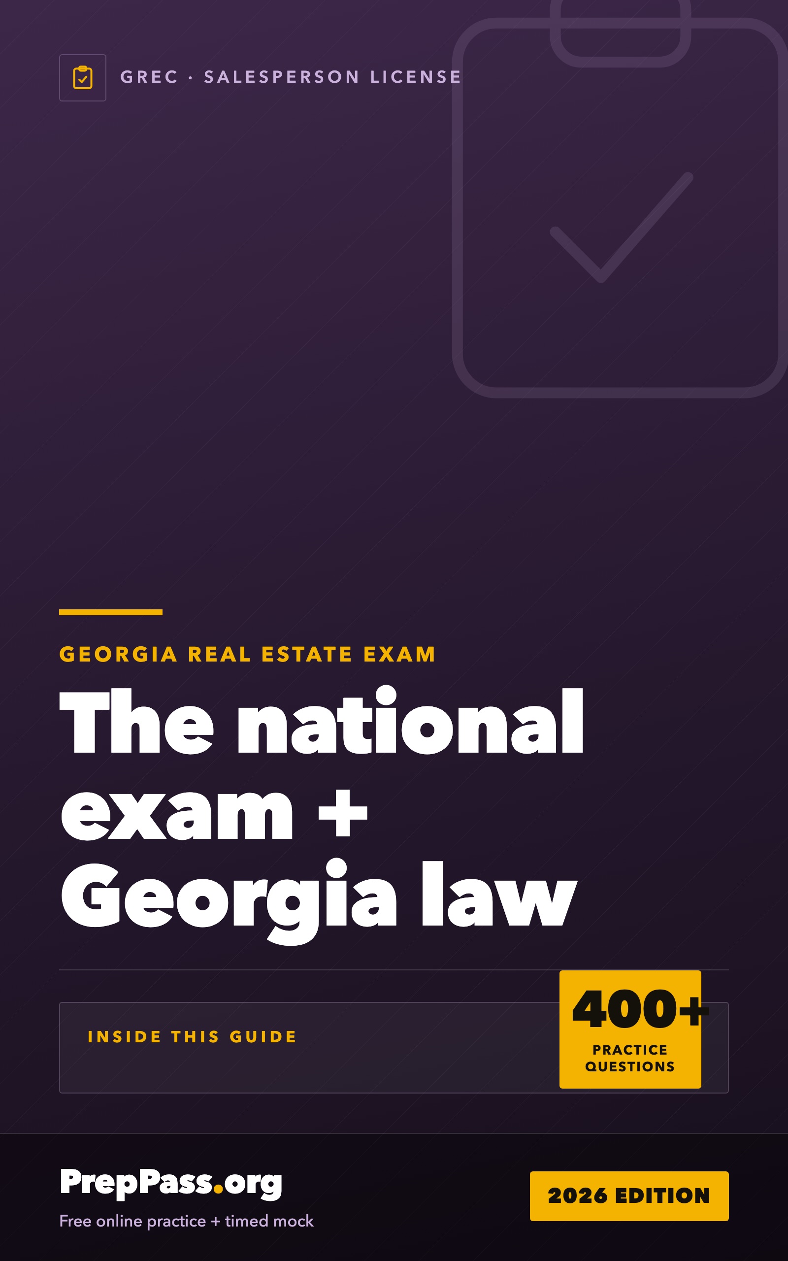 Georgia Real Estate Salesperson Exam — Complete Study Guide (2026) cover