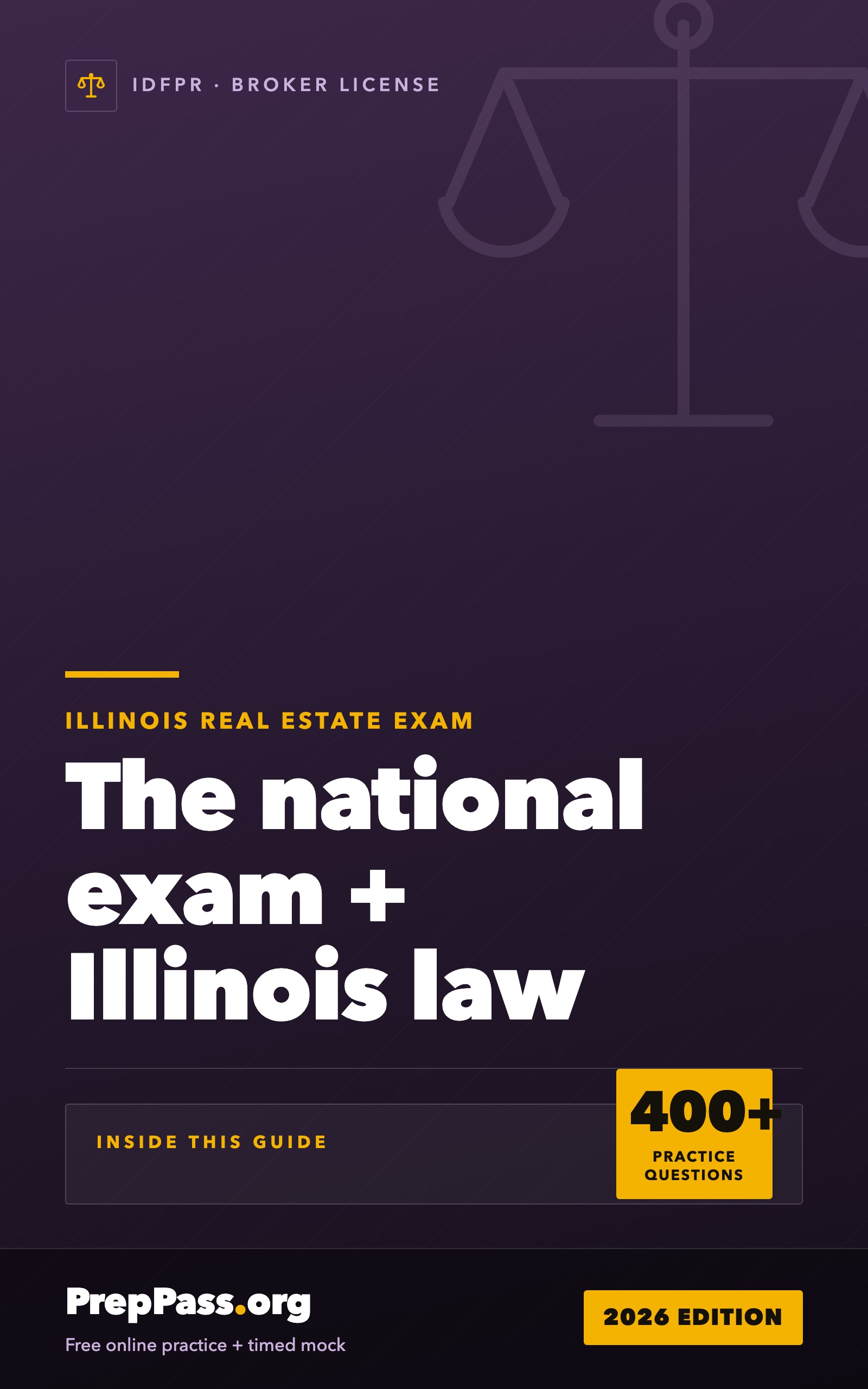 Illinois Real Estate Salesperson Exam — Complete Study Guide (2026) cover