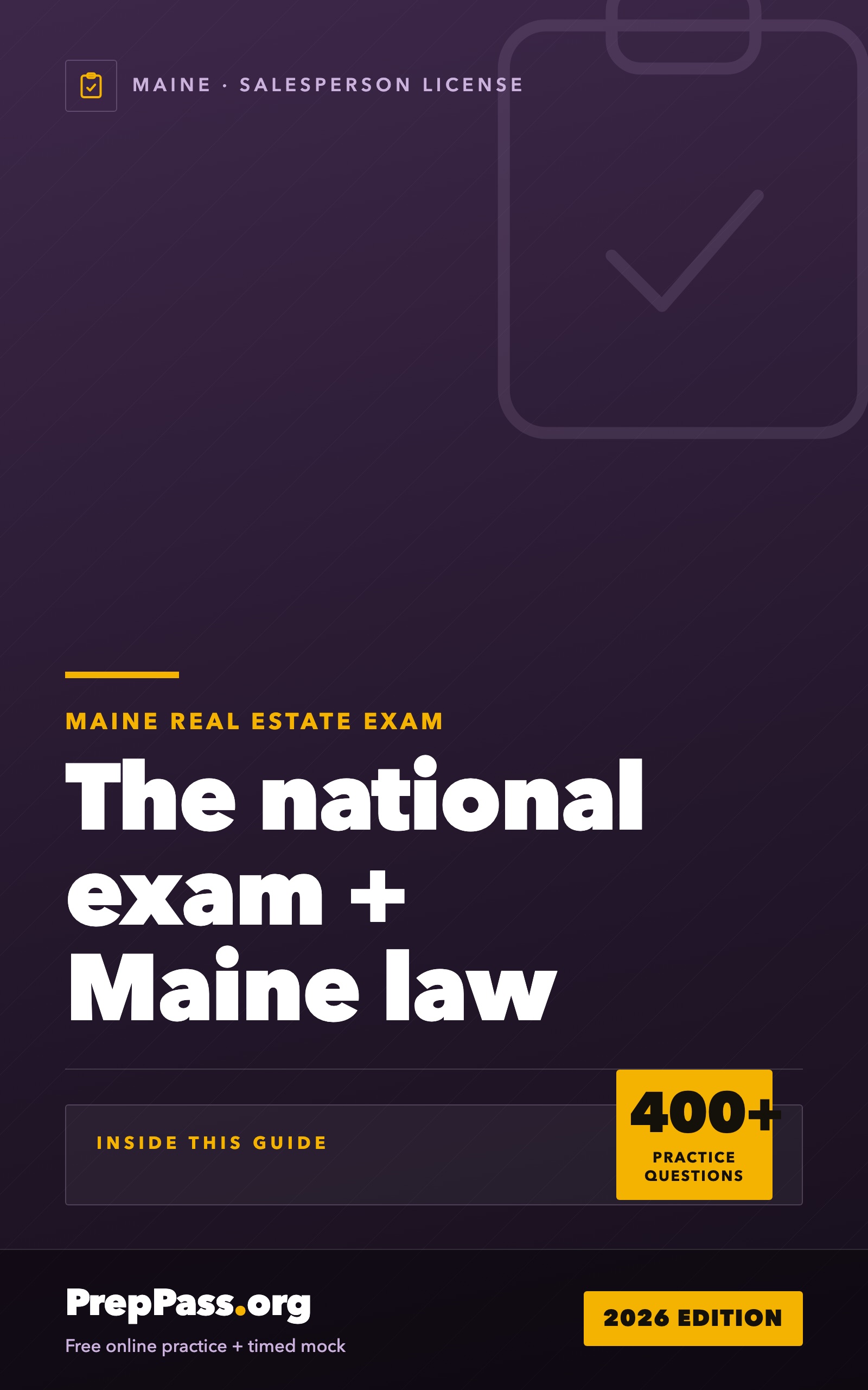 Maine Real Estate Salesperson Exam — Complete Study Guide (2026) cover