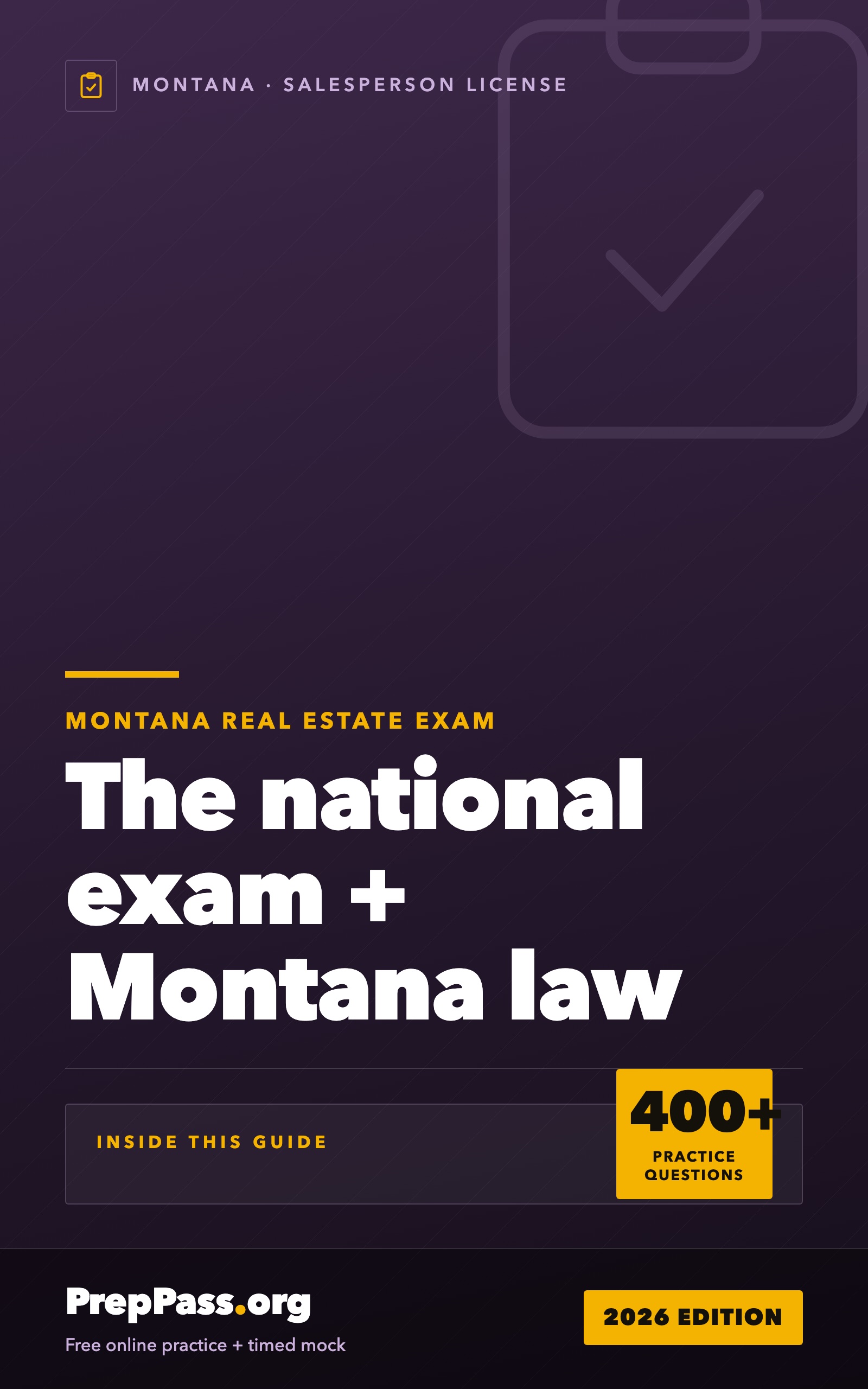 Montana Real Estate Salesperson Exam — Complete Study Guide (2026) cover