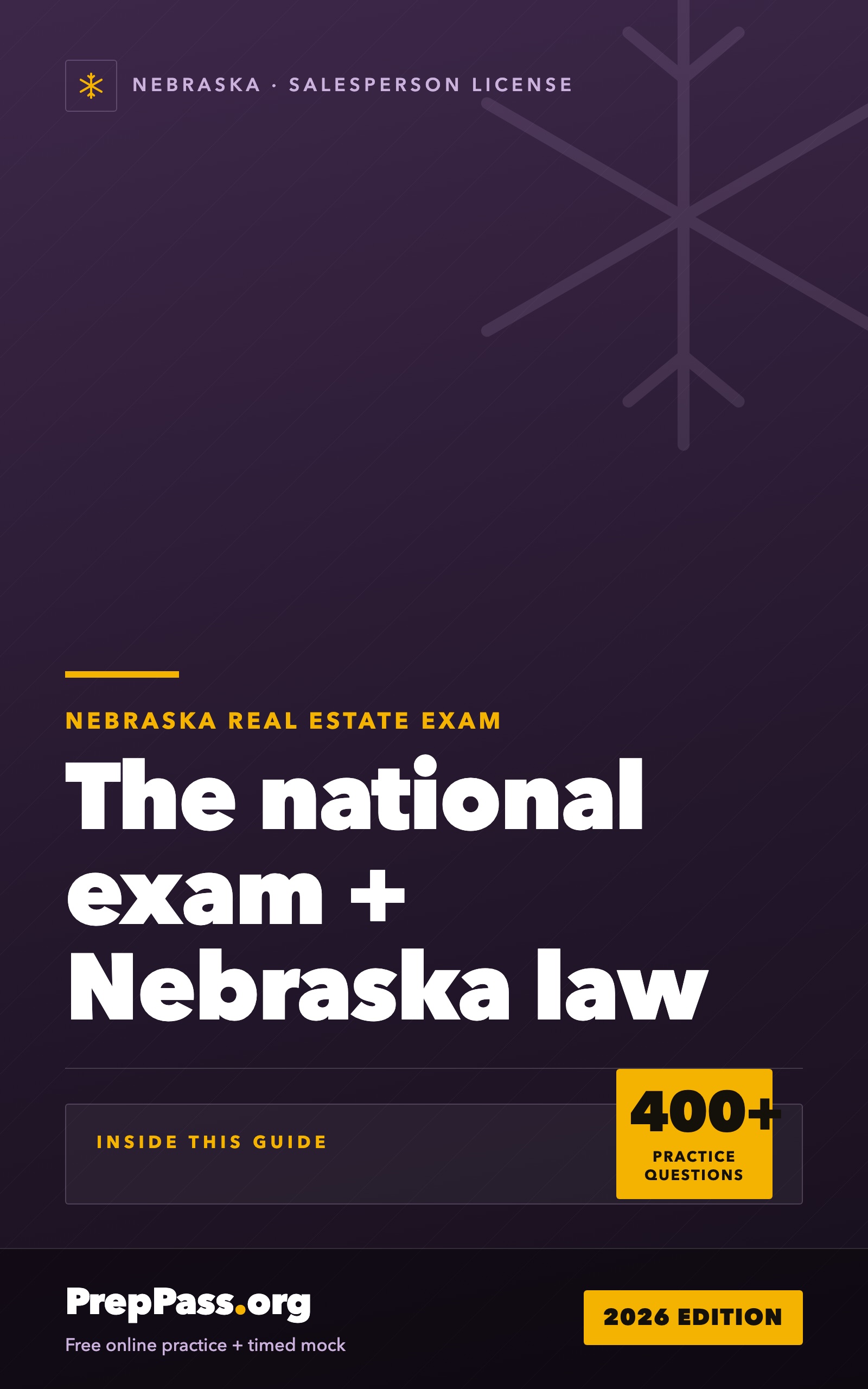 Nebraska Real Estate Salesperson Exam — Complete Study Guide (2026) cover