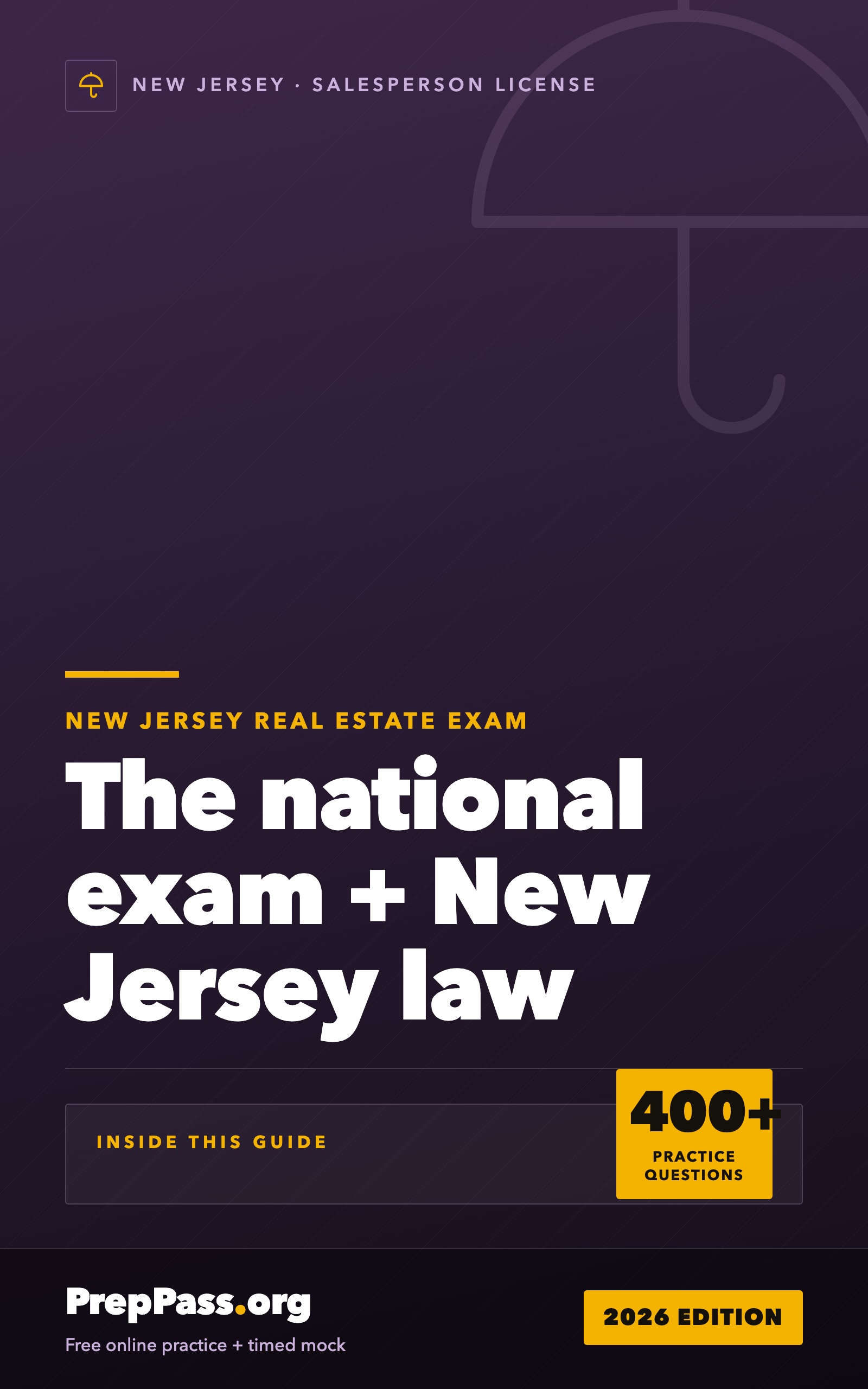 New Jersey Real Estate Salesperson Exam — Complete Study Guide (2026) cover