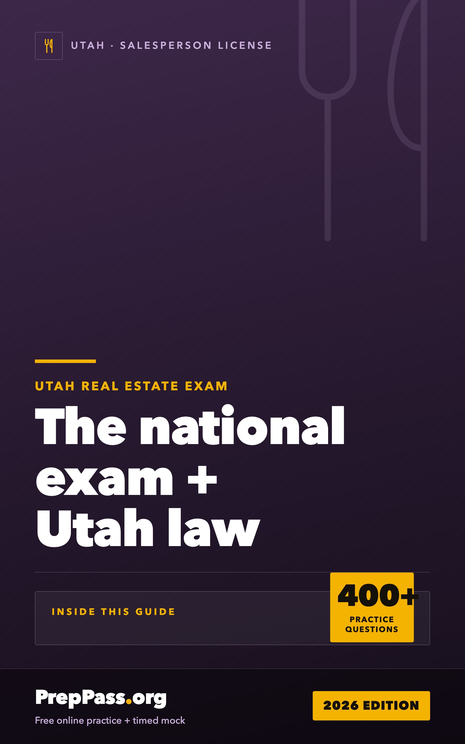 Utah Real Estate Salesperson Exam — Complete Study Guide (2026) cover