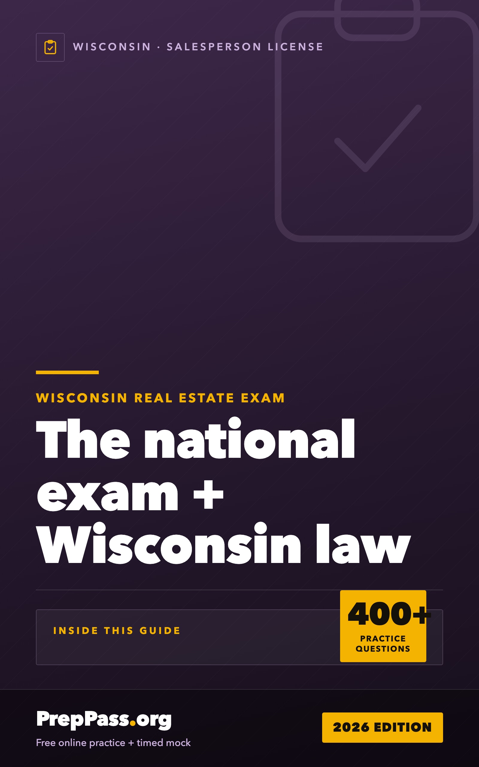 Wisconsin Real Estate Salesperson Exam — Complete Study Guide (2026) cover