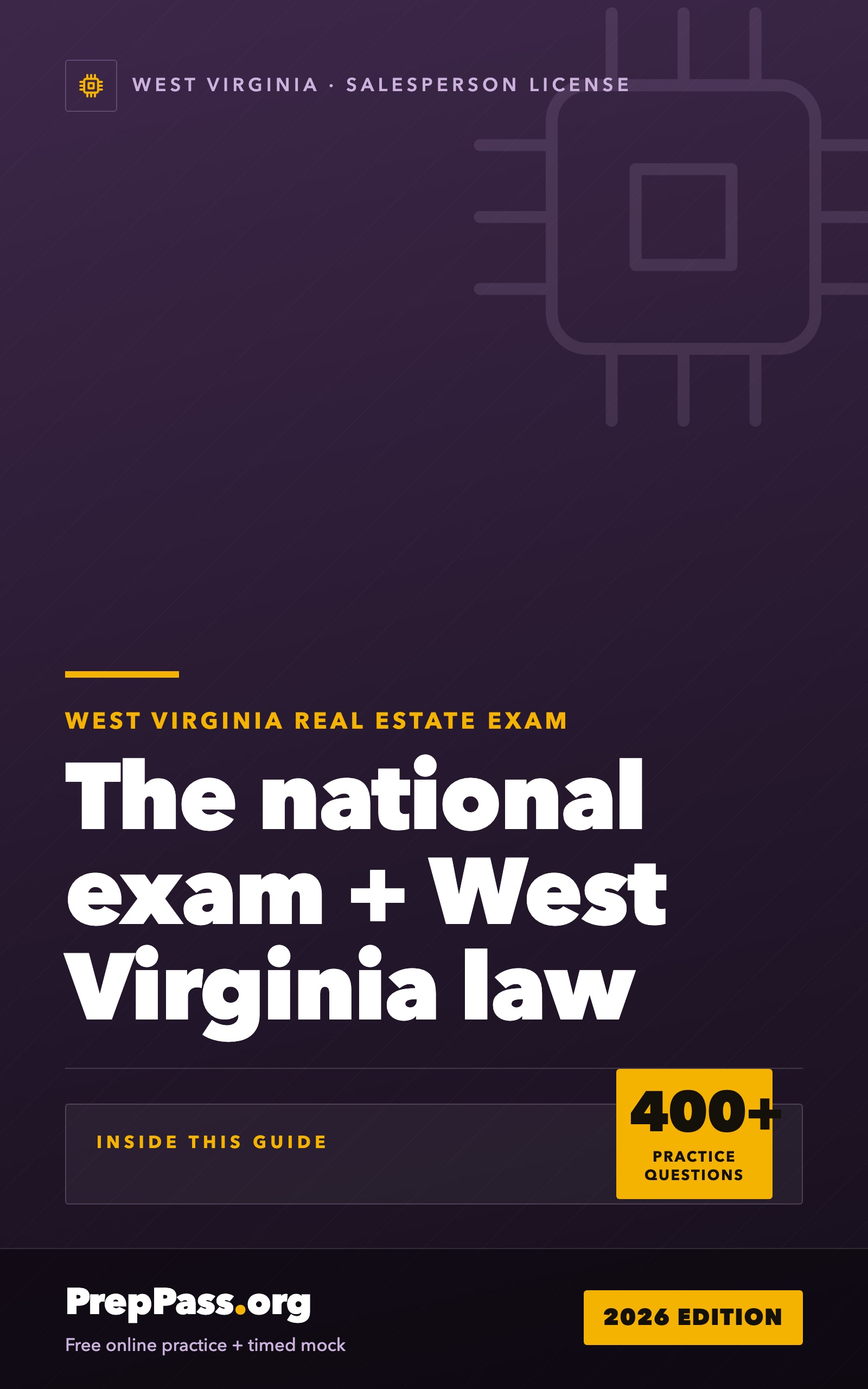 West Virginia Real Estate Salesperson Exam — Complete Study Guide (2026) cover