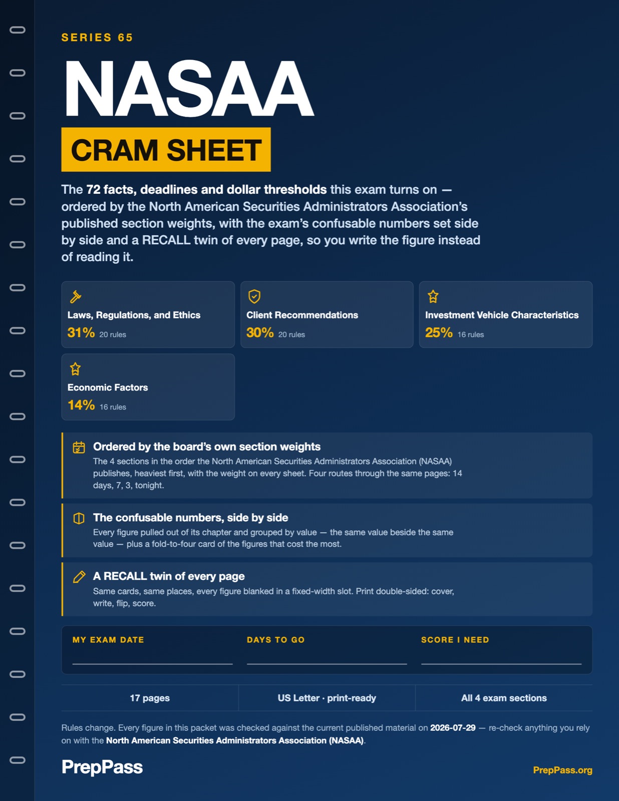 Series 65 — Cram Sheet (2026) cover