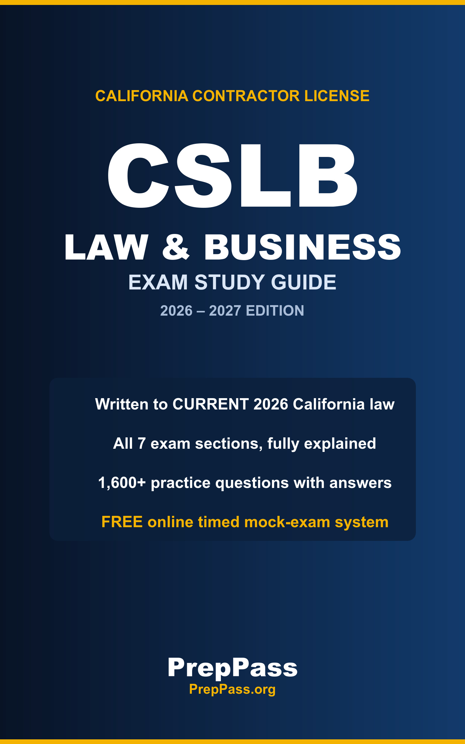 CSLB Law & Business Study Guide 2026 cover